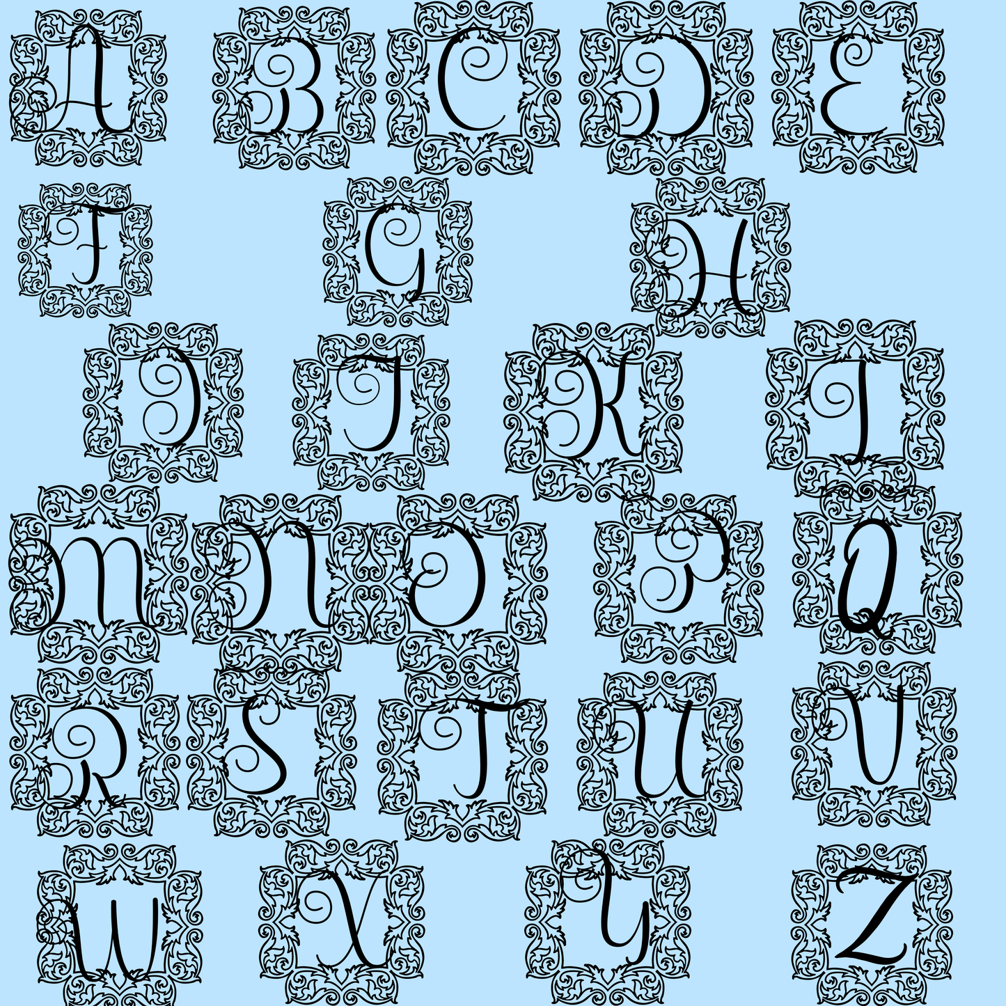 Ornate Monogram Framed Letter 'A'
