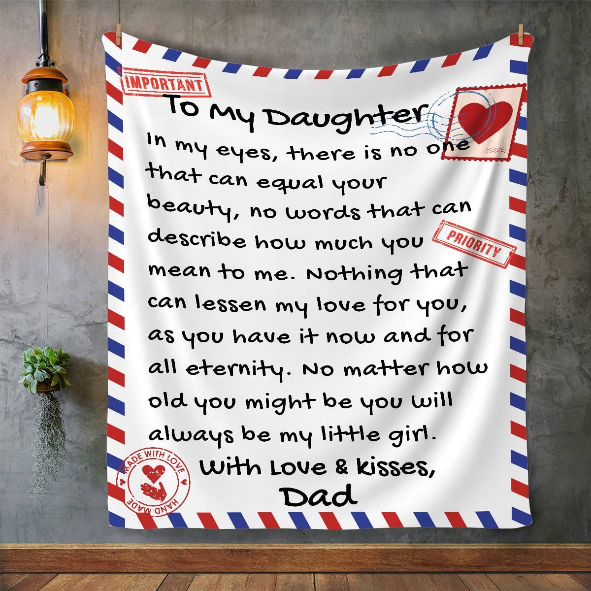 Dad to Daughter Letter Blanket