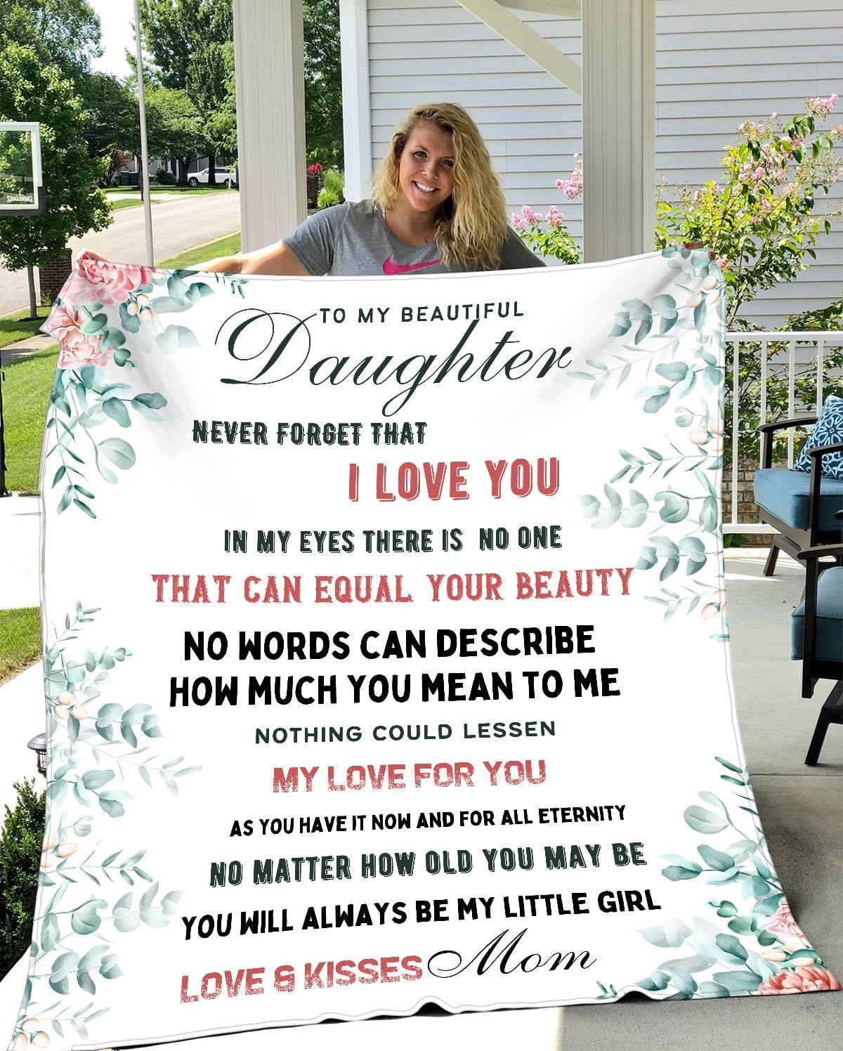 Beautiful Daughter Floral Blanket From Mom