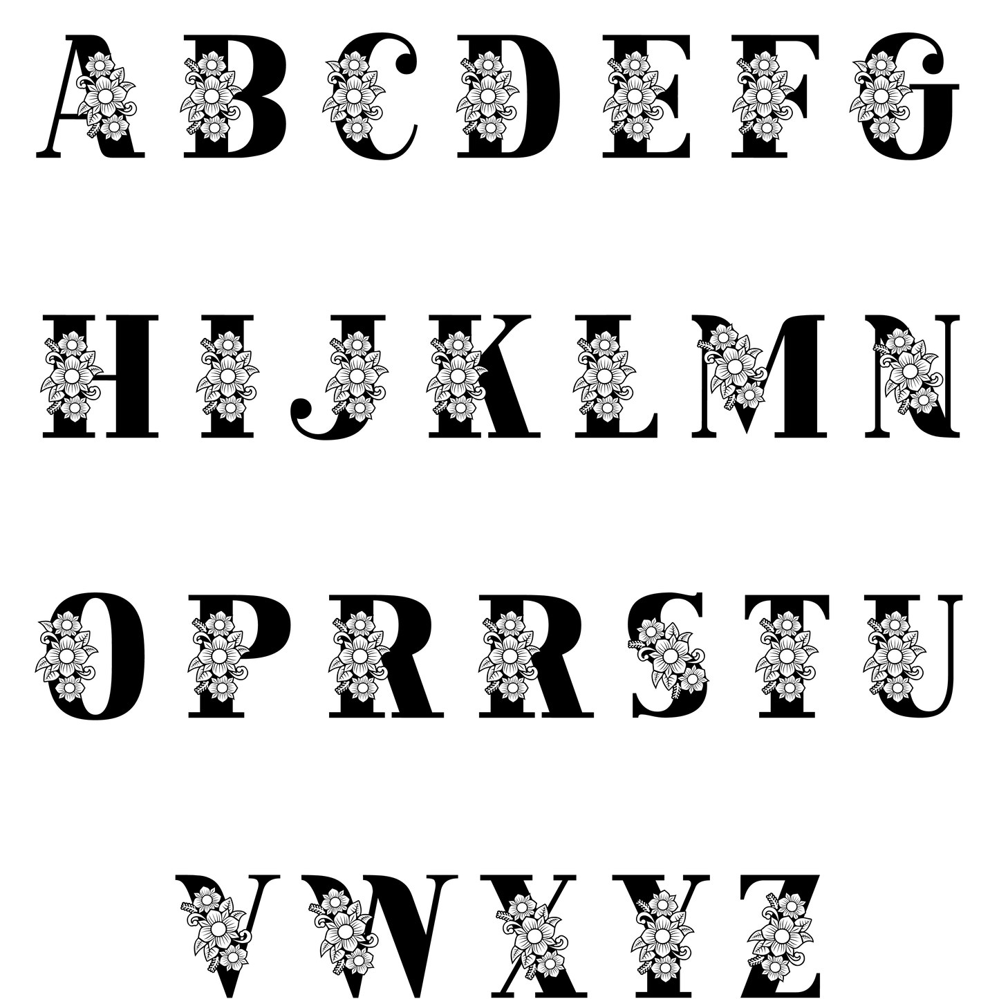 Steel Monograms with Flowers Wall Art