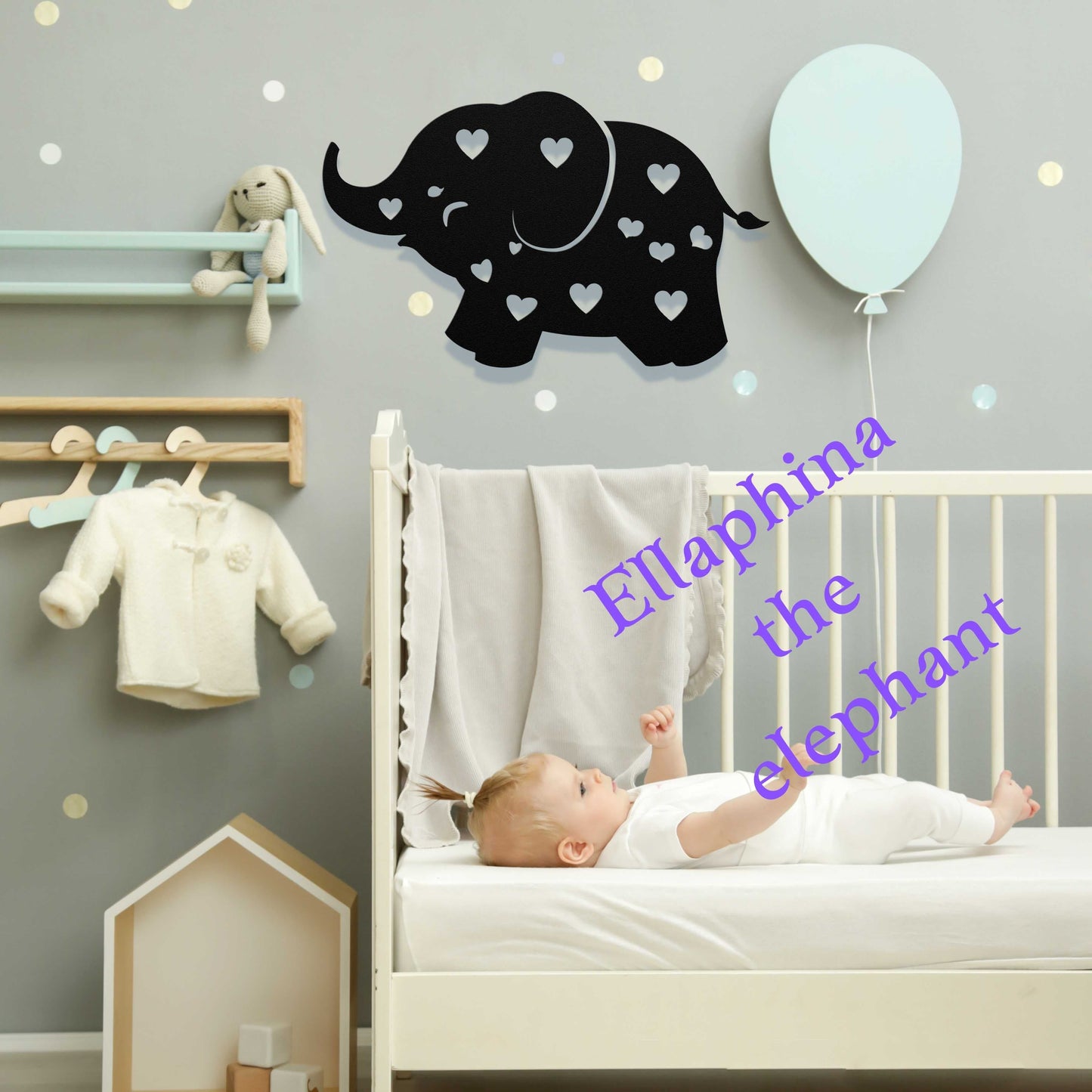 Baby Elephant Nursery Decorative Metal Wall art
