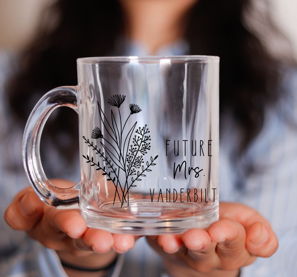 Personalized Bride and Groom Clear Glass Mug
