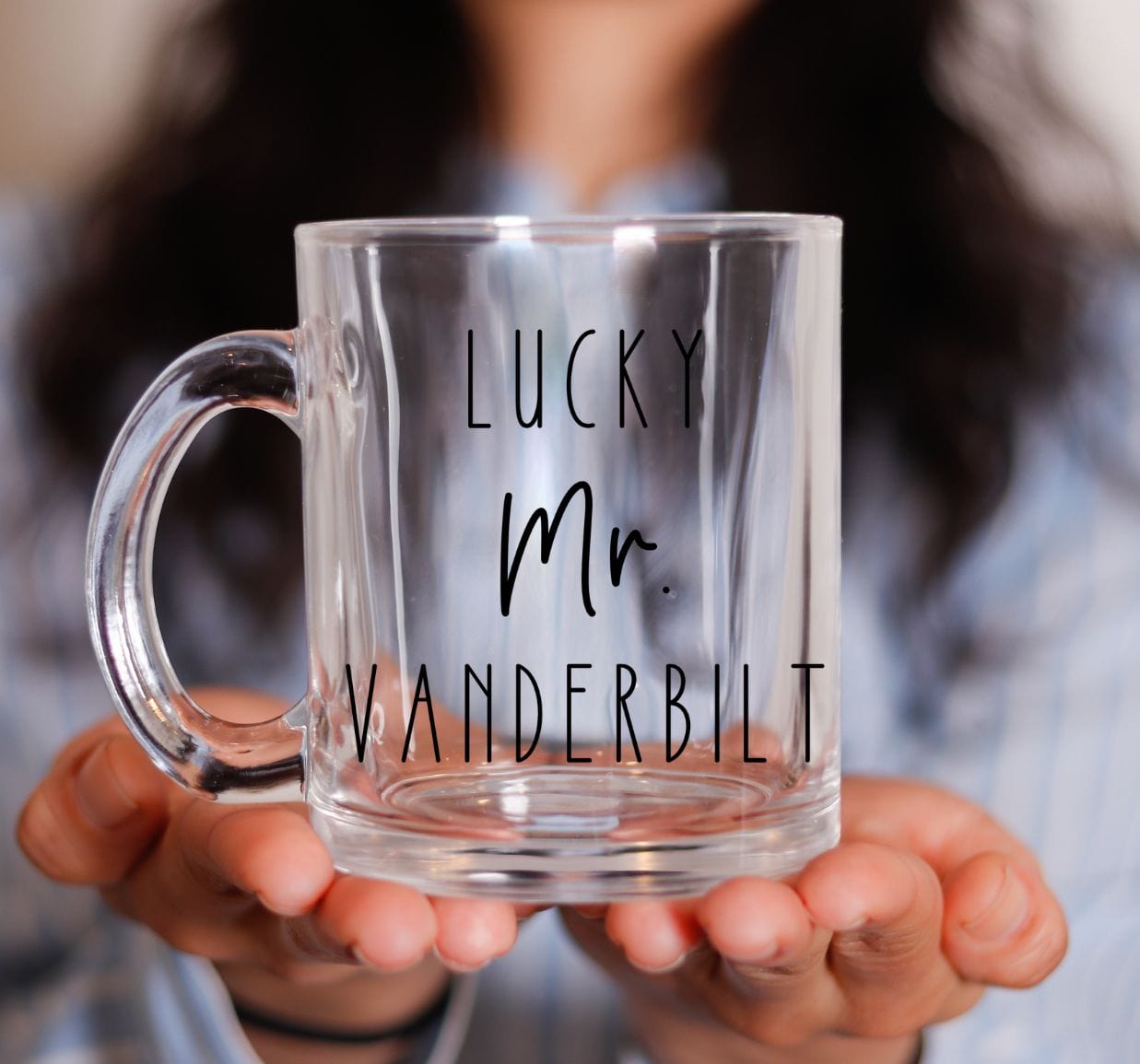 Personalized Bride and Groom Clear Glass Mug