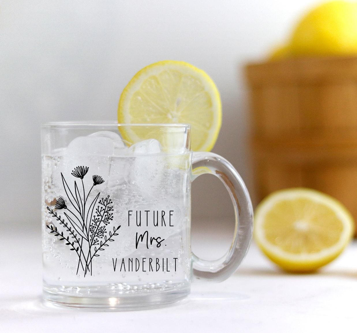 Personalized Bride and Groom Clear Glass Mug