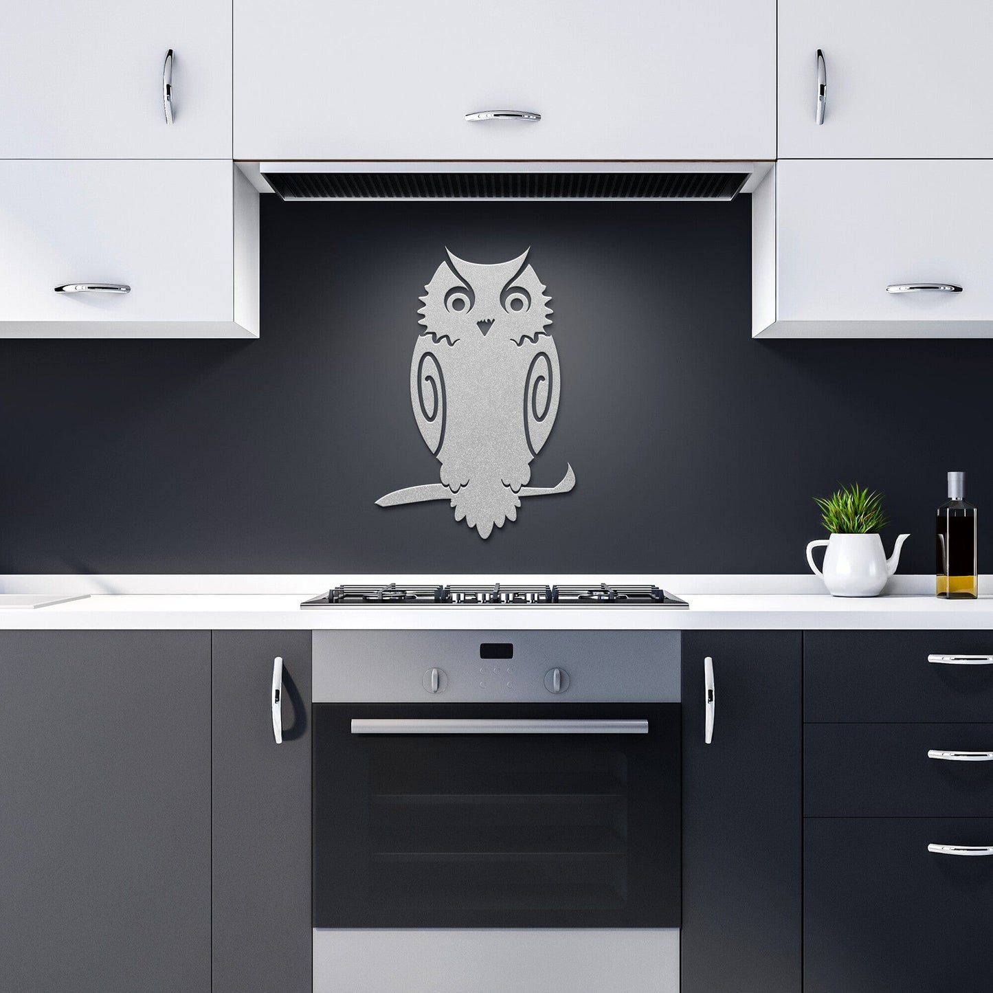Owl on a branch decorative metal wall art
