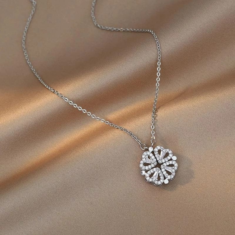 2 in 1 Four Leaf Clover Dainty Heart Necklace