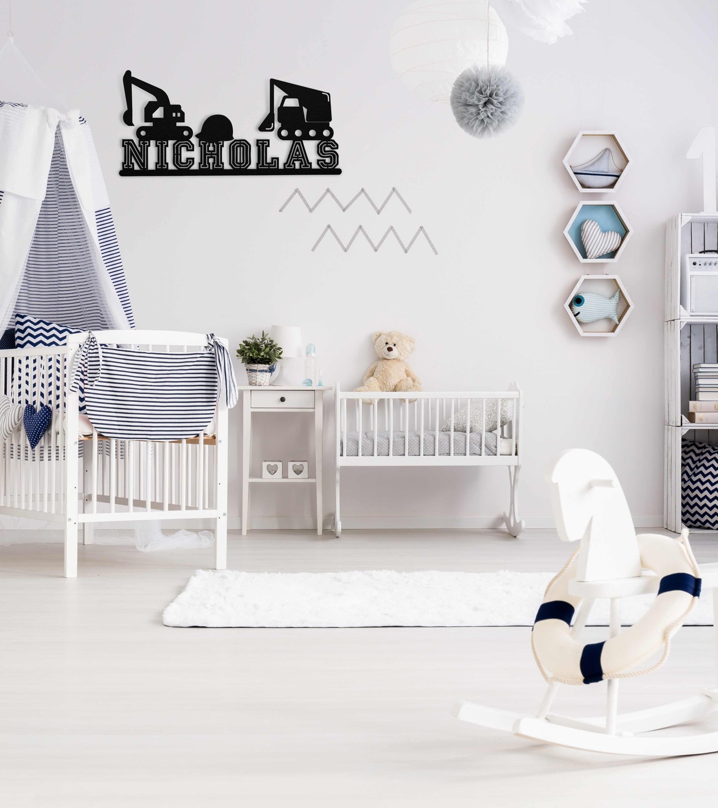 Personalized Custom Name Nursery Black meta wall art