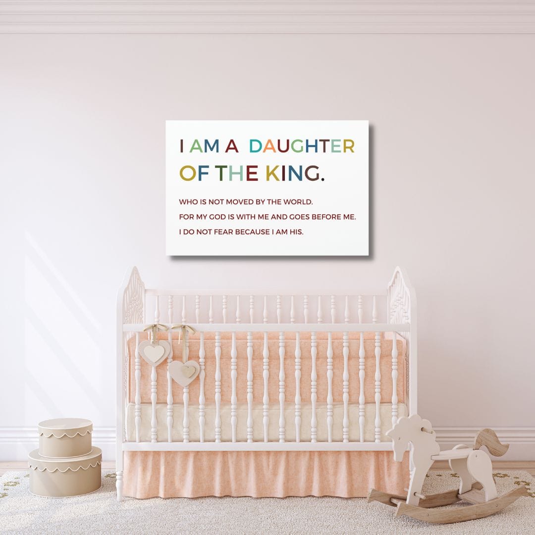 I am a Daughter of the King Wall Art Canvas , Nursery Wall Decor, Kids Room Decor