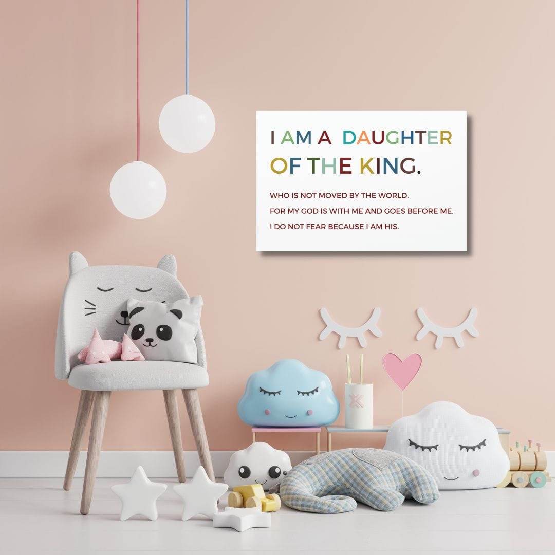 I am a Daughter of the King Wall Art Canvas , Nursery Wall Decor, Kids Room Decor