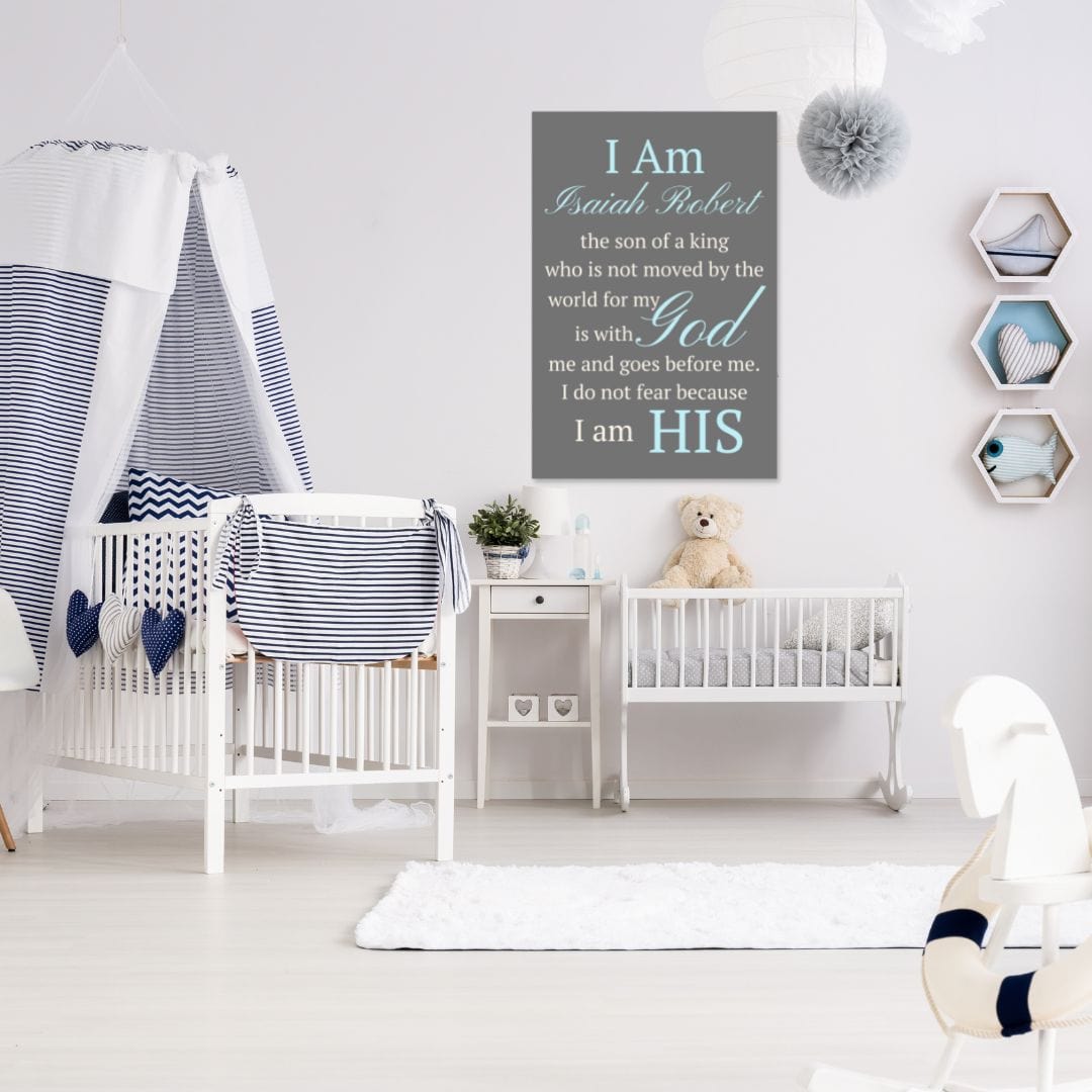I Am the Daughter of a King,I Am the Son of a King Personalized Canvas Print, Baby Girl, Baby Boy Personalized Gift,Christian Baptism Gift, Dedication Gift, Catholic Nursery Decor
