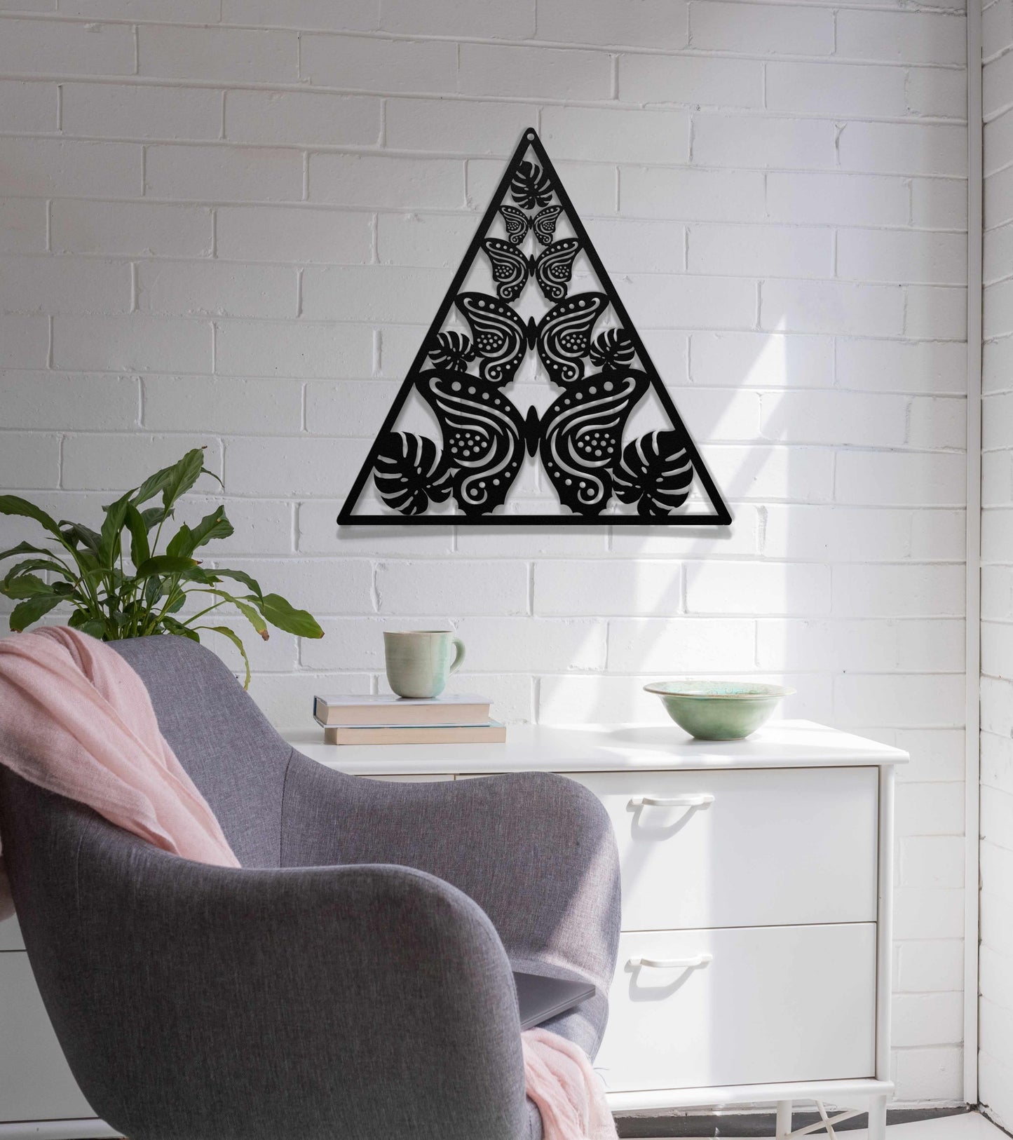 Butterflies with Monsterra leaves Decorative metal wall art