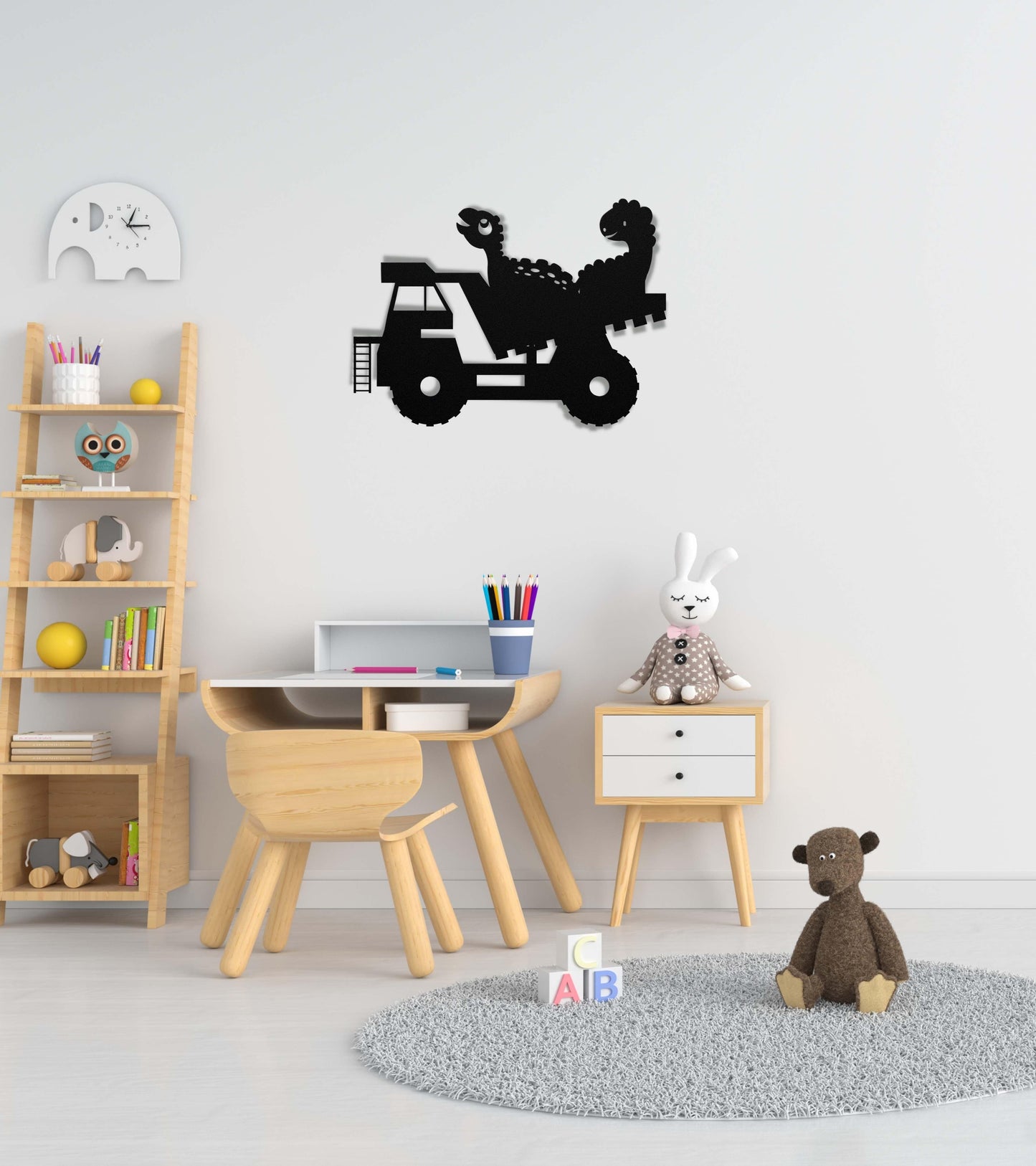 Dinosaurs on a truck Decorative metal wall art
