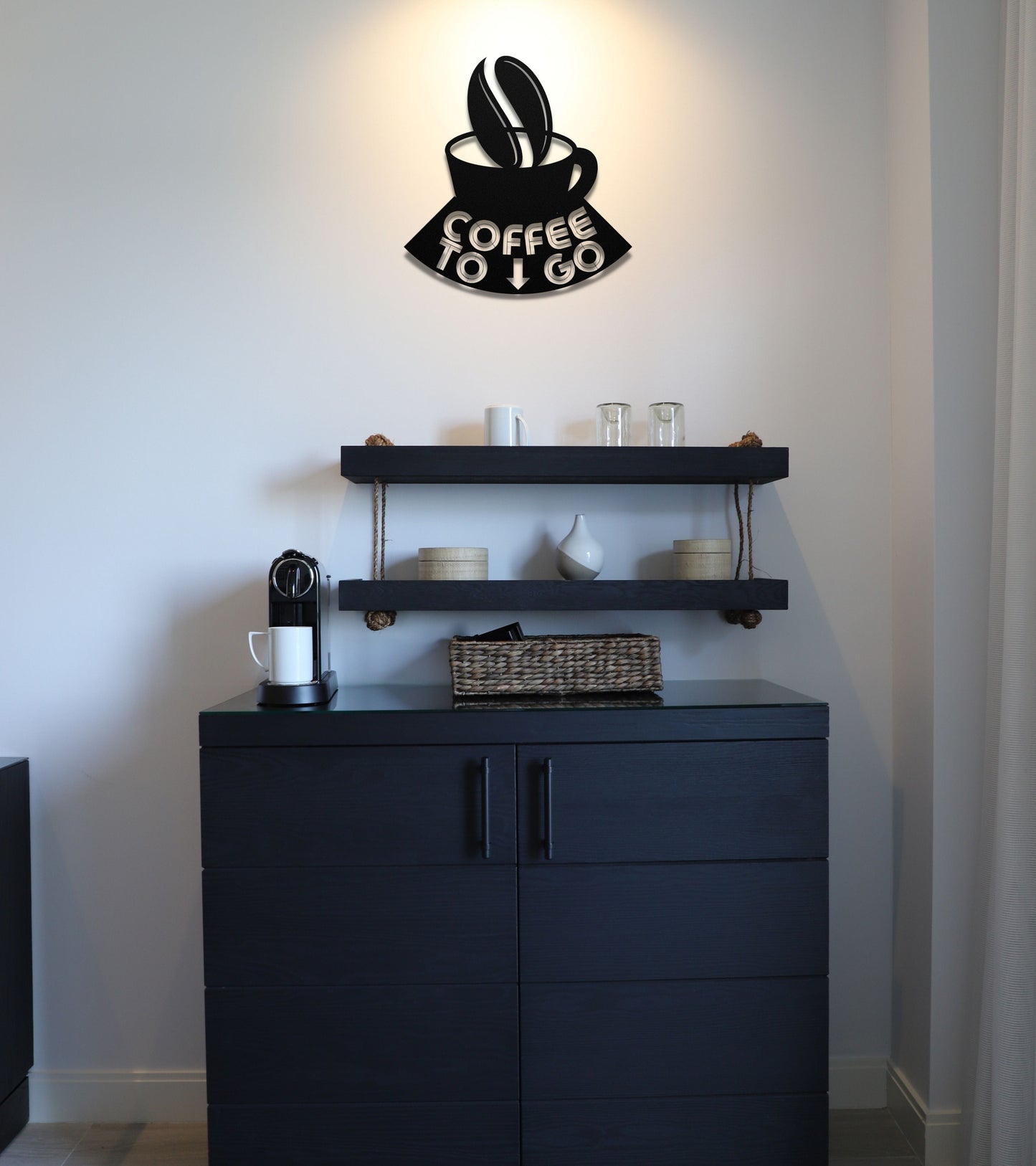 Coffee To go Metal Wall Art- Black