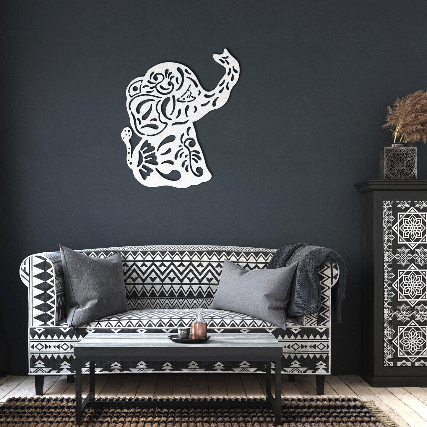 Zentangle elephant Nursery Decorative Metal Wall Art