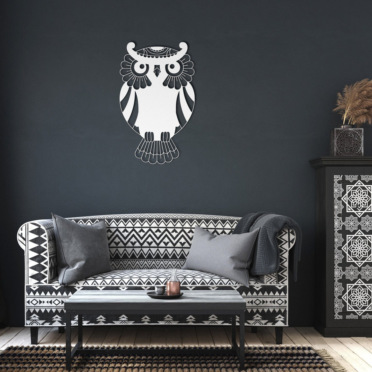 Zentangle owl Decorative Metal Wall Art