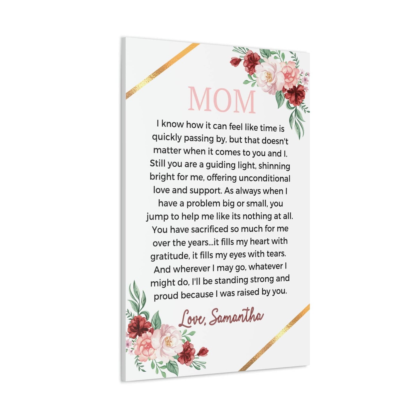 Personalized Mom Gift from Daughter Canvas Print -White