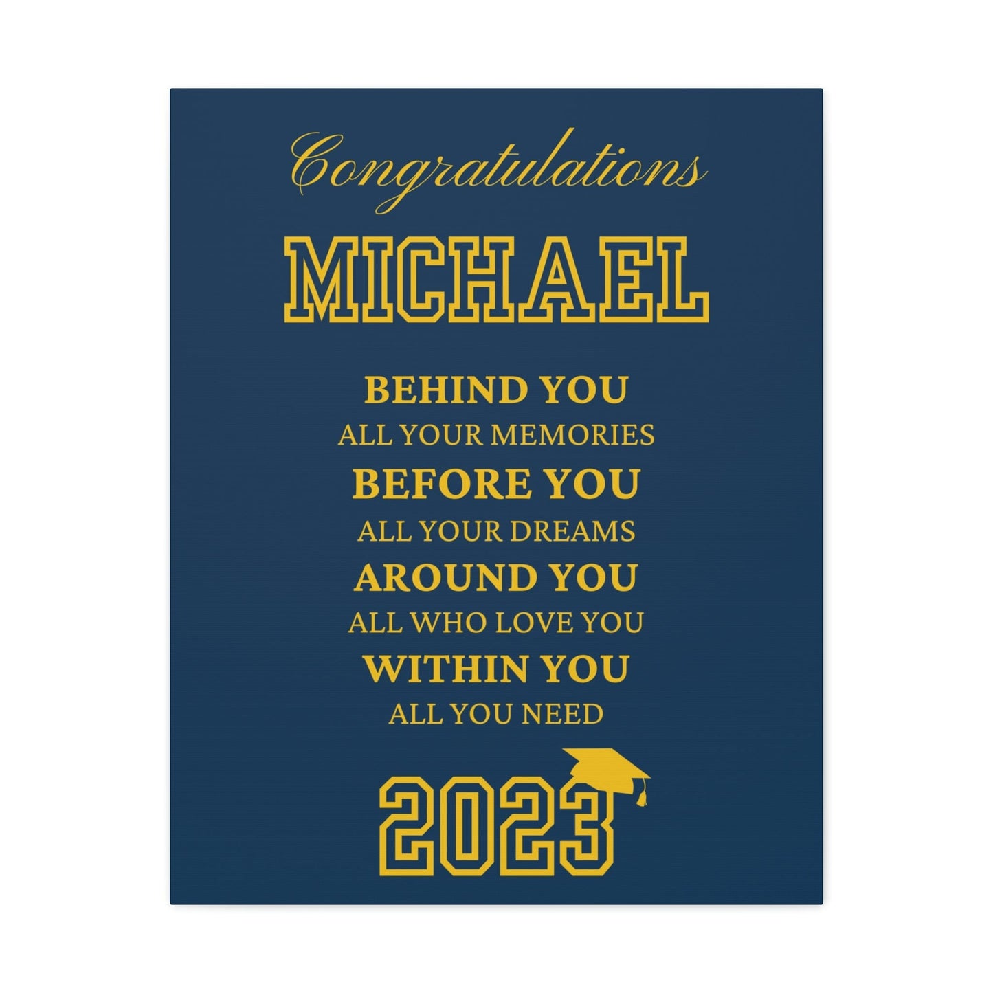 Personalized Graduation Gift Canvas wall art for son, sister, daughter, granddaughter, Graduation 2023, Large Canvas Wall Decor