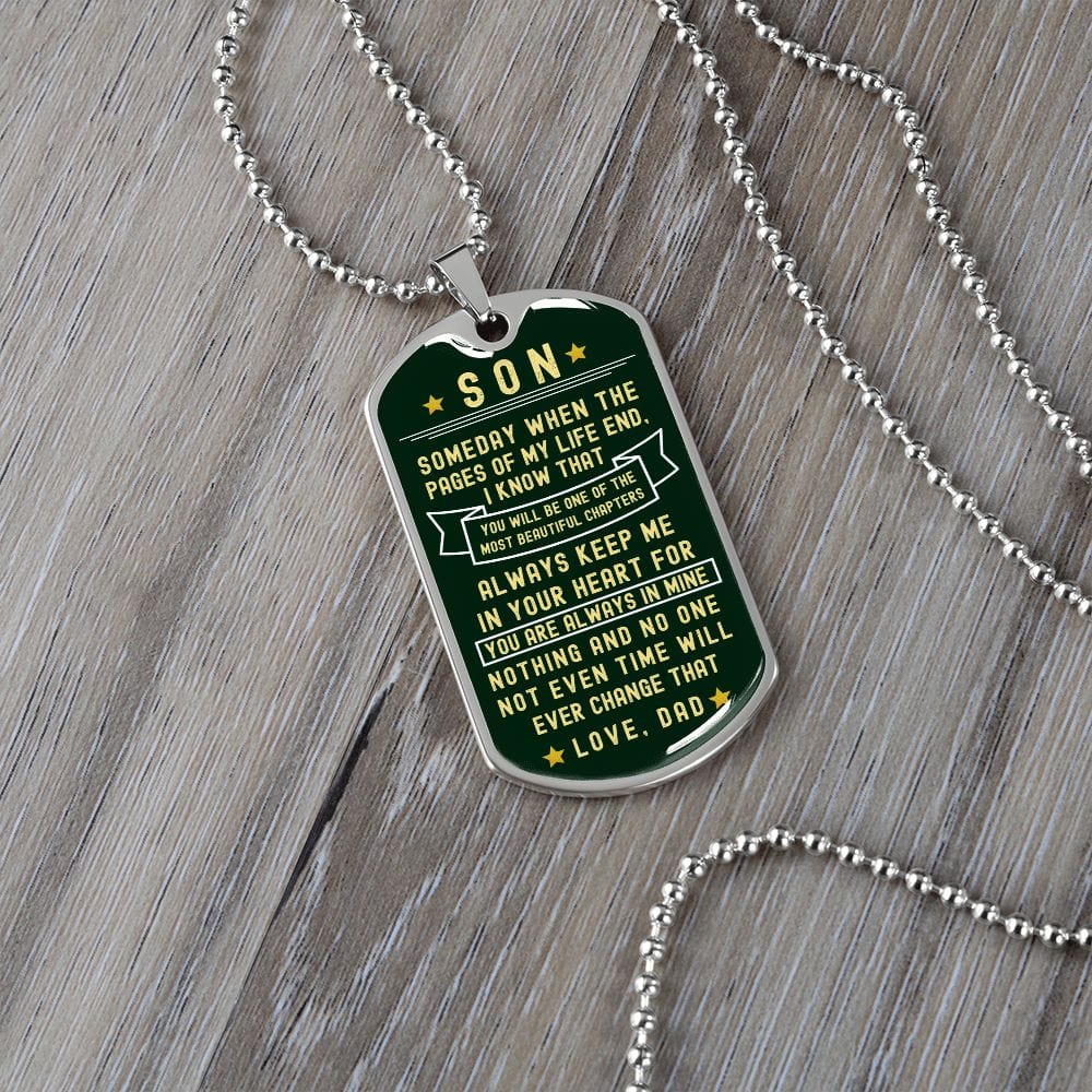 Dark Green Son Dogtag Necklace from Dad