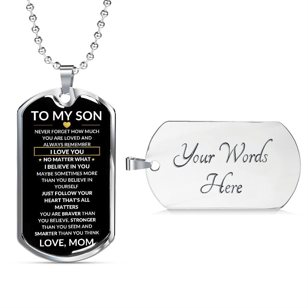 From Mom: Braver Stronger Smarter To My Son Dog Tag necklace