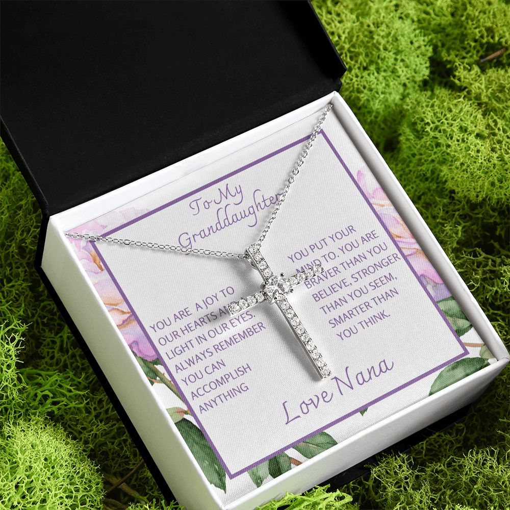 To Granddaughter from Grandma Cross necklace