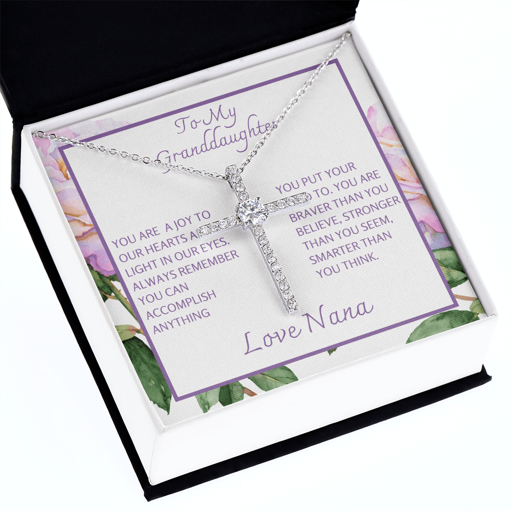 To Granddaughter from Grandma Cross necklace
