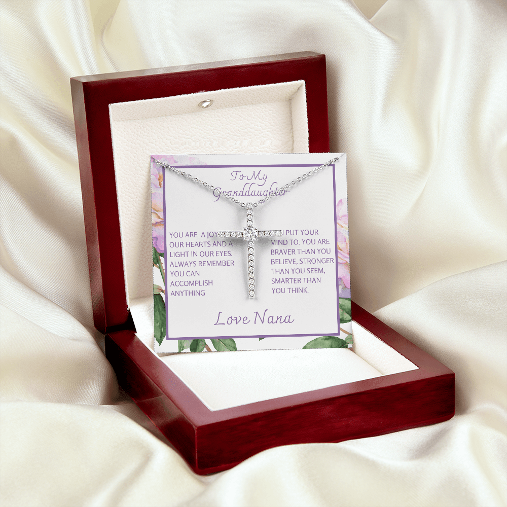 To Granddaughter from Grandma Cross necklace