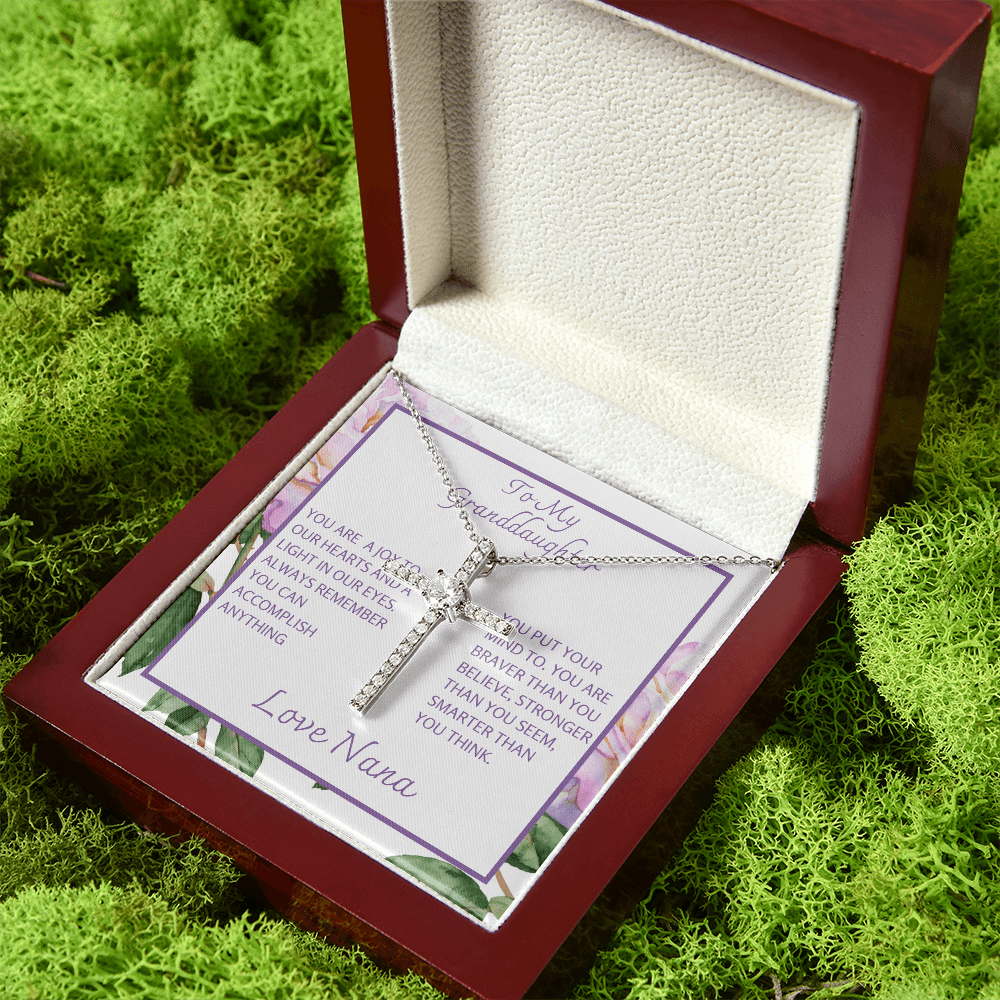 To Granddaughter from Grandma Cross necklace