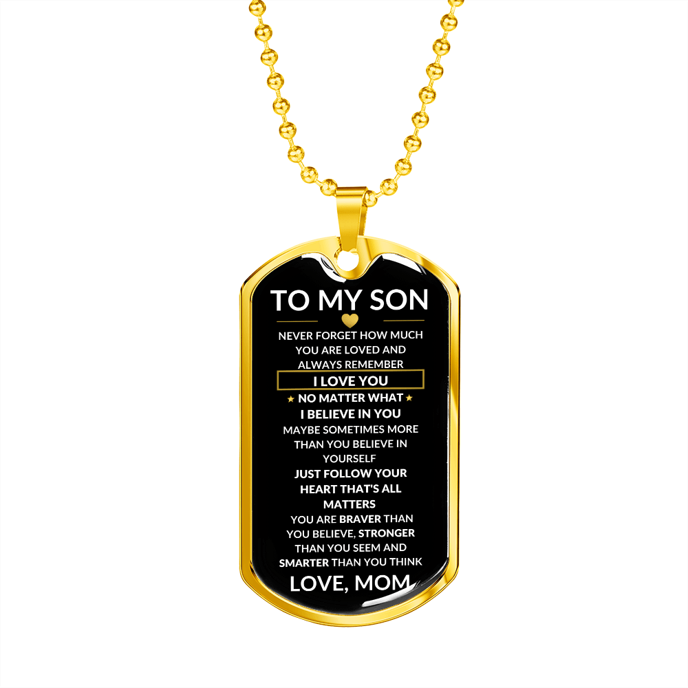 From Mom: Braver Stronger Smarter To My Son Dog Tag necklace
