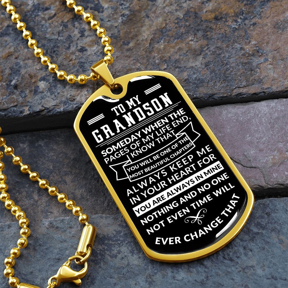 To Grandson- Beautiful Chapters Dog tag necklace