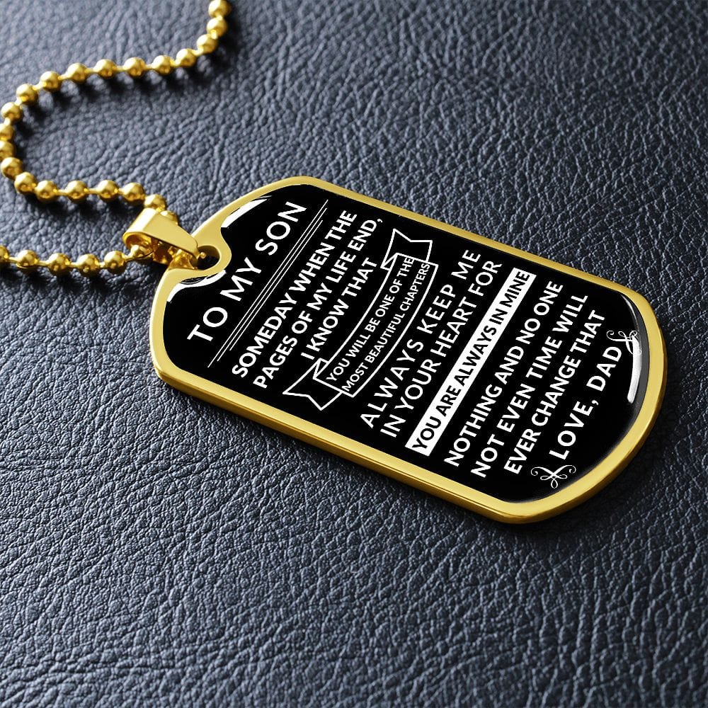 To my Son- Beautiful chapters- Dog tag necklace