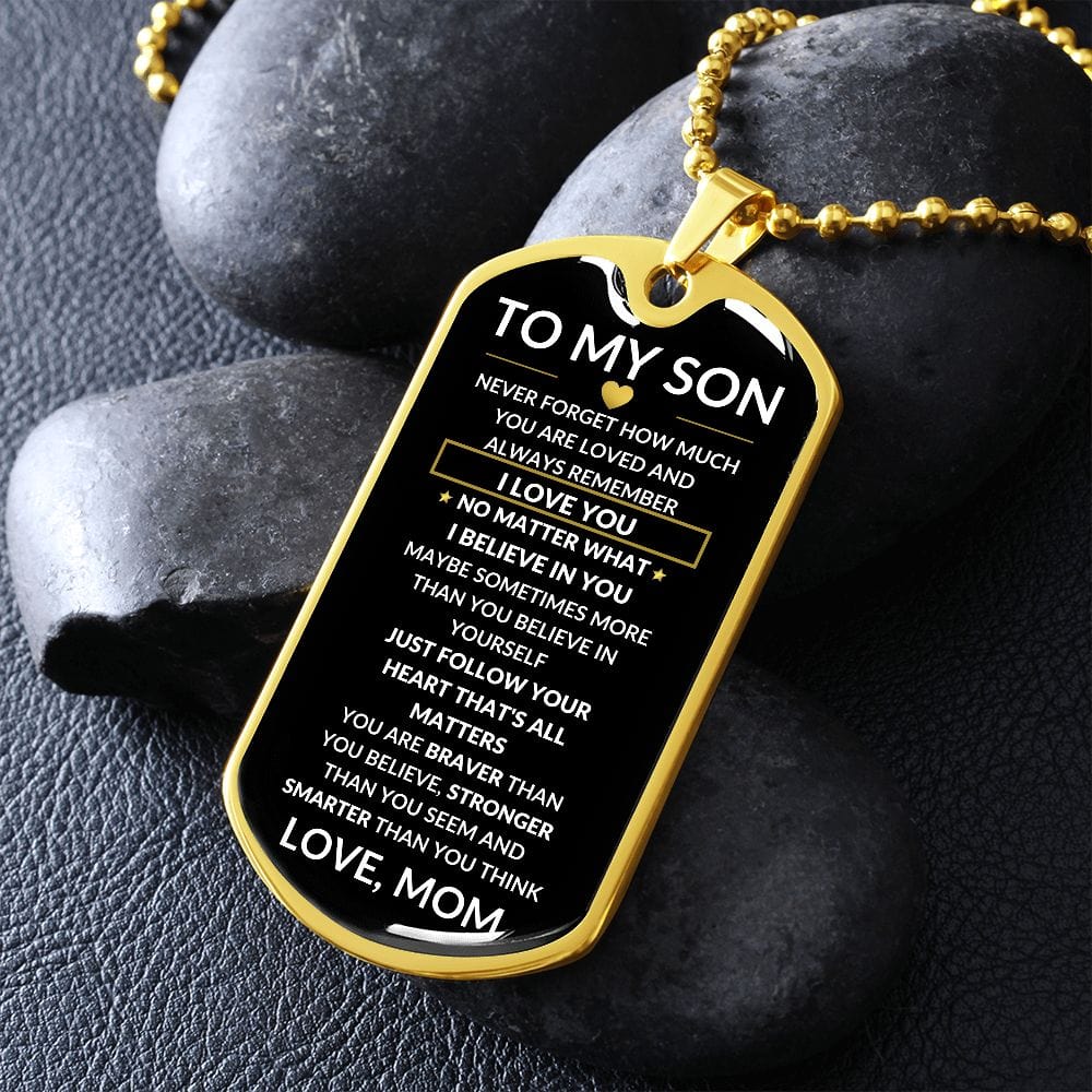 From Mom: Braver Stronger Smarter To My Son Dog Tag necklace
