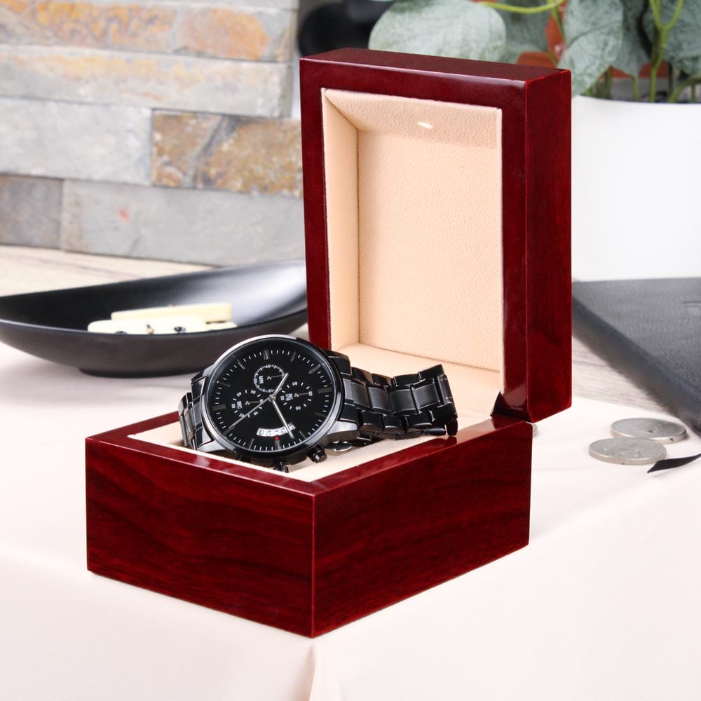 Customized Black Engraved Watch