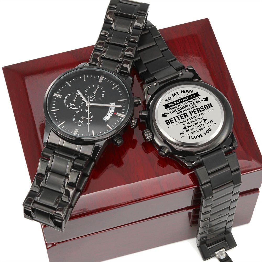 TO MY MAN- MISSING PIECE ENGRAVED WATCH