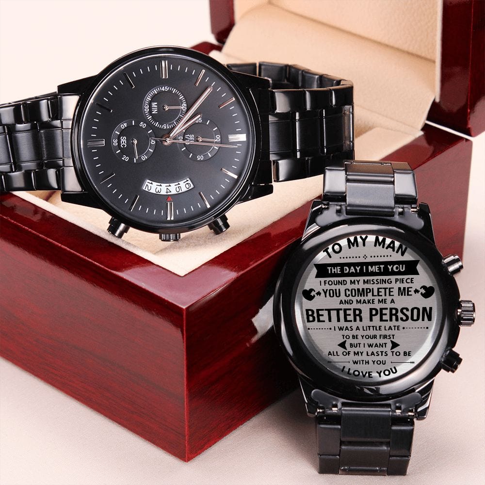 TO MY MAN- MISSING PIECE ENGRAVED WATCH