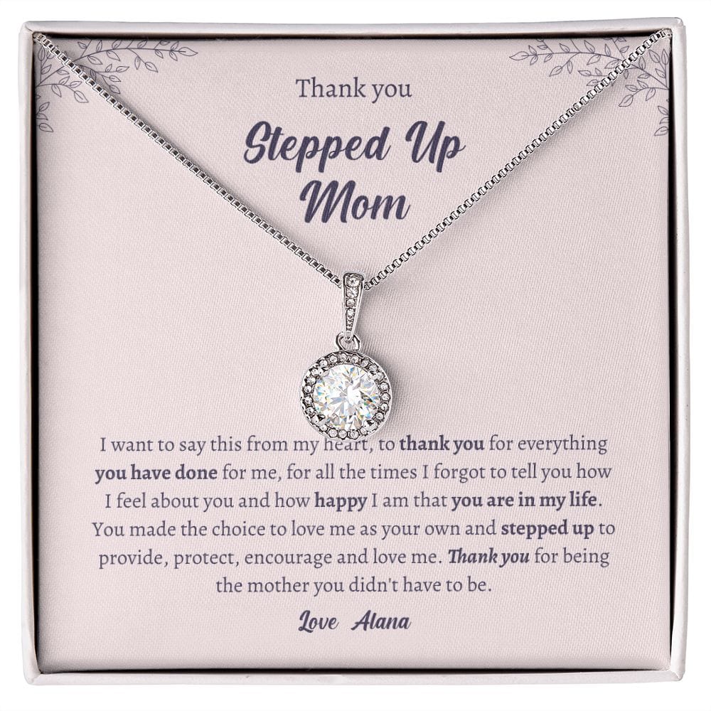 Personalized Stepped up Mom gift necklace for Mother's day, Second mom, Step mom, Unbiological mom thank you jewelry, chosen mother gift