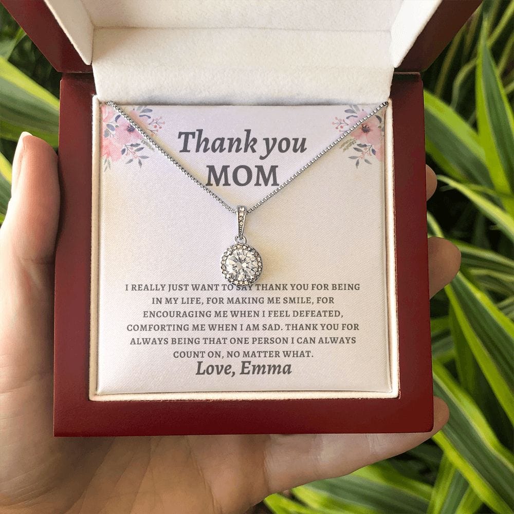 Thank you Mom gift necklace for mother's day from daughter/son, Mom birthday gift from child, personalized custom jewelry gift from kids