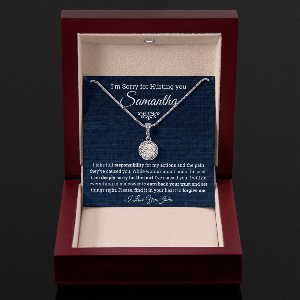 I'm Sorry for Hurting you- Eternal Hope Necklace, Apology Gift for her-Blue