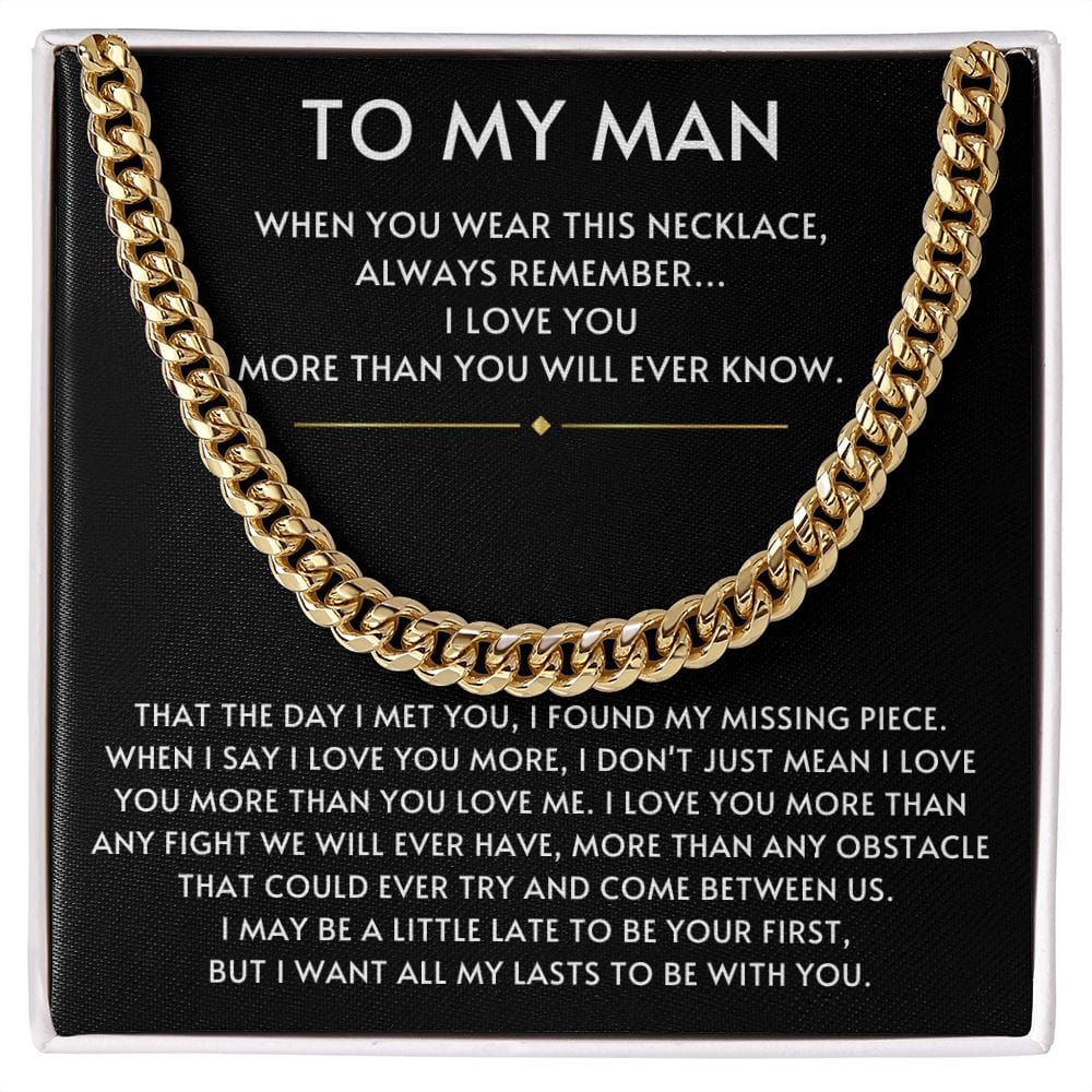 To my Man- Always Remember Cuban Link Chain-Black
