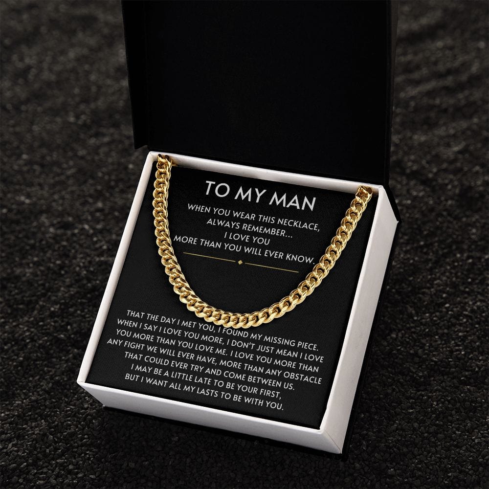 To my Man- Always Remember Cuban Link Chain-Black