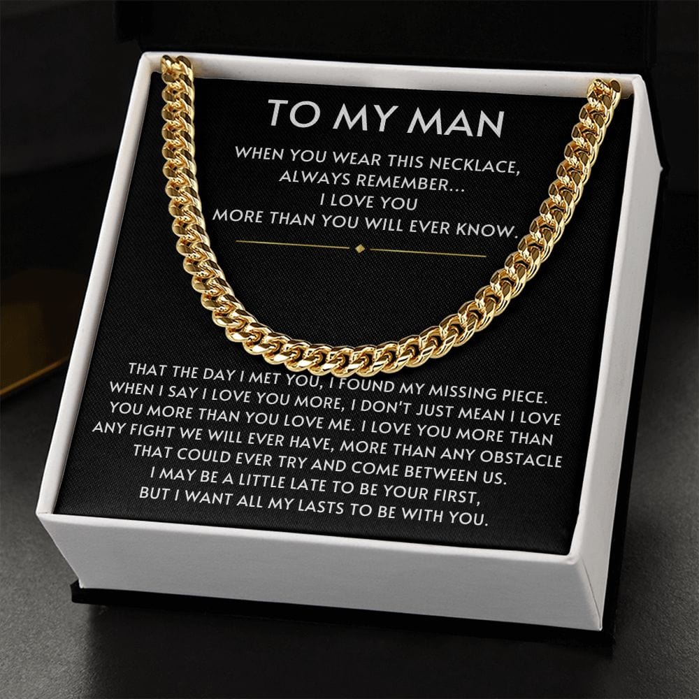 To my Man- Always Remember Cuban Link Chain-Black