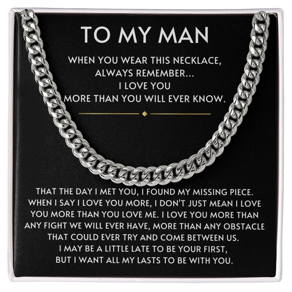 To my Man- Always Remember Cuban Link Chain-Black