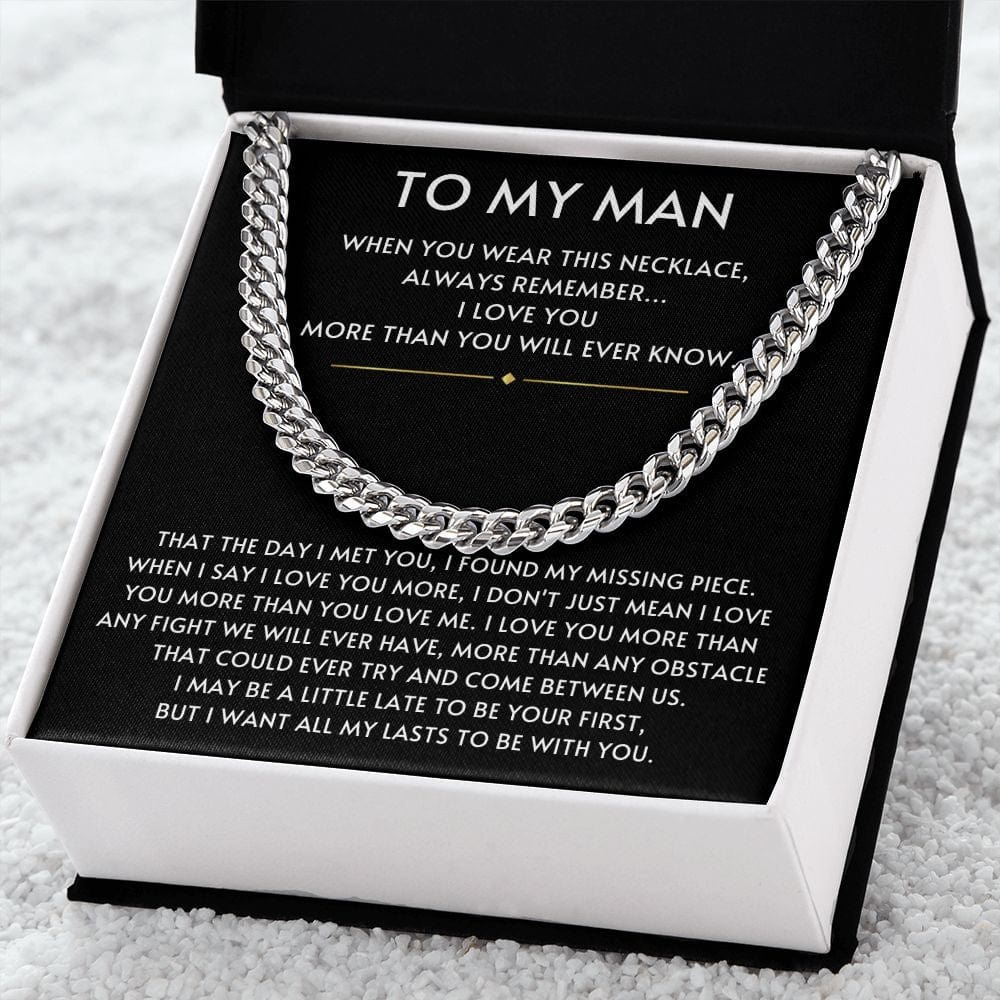 To my Man- Always Remember Cuban Link Chain-Black
