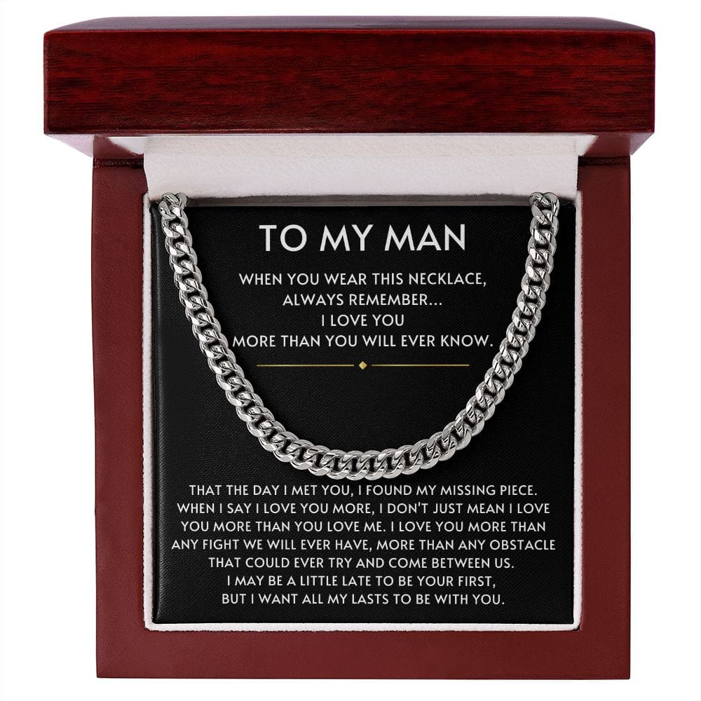 To my Man- Always Remember Cuban Link Chain-Black