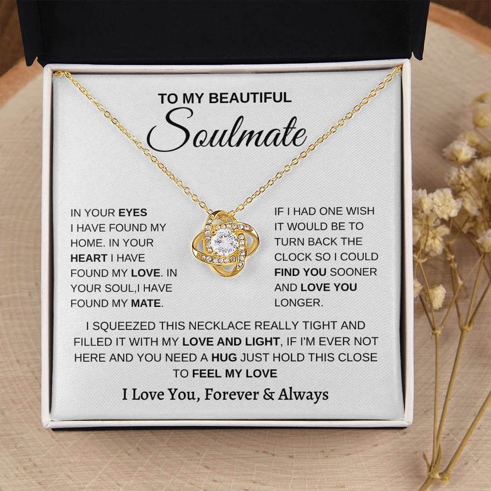 To my Soulmate - Heart and Soul Loveknot Necklace