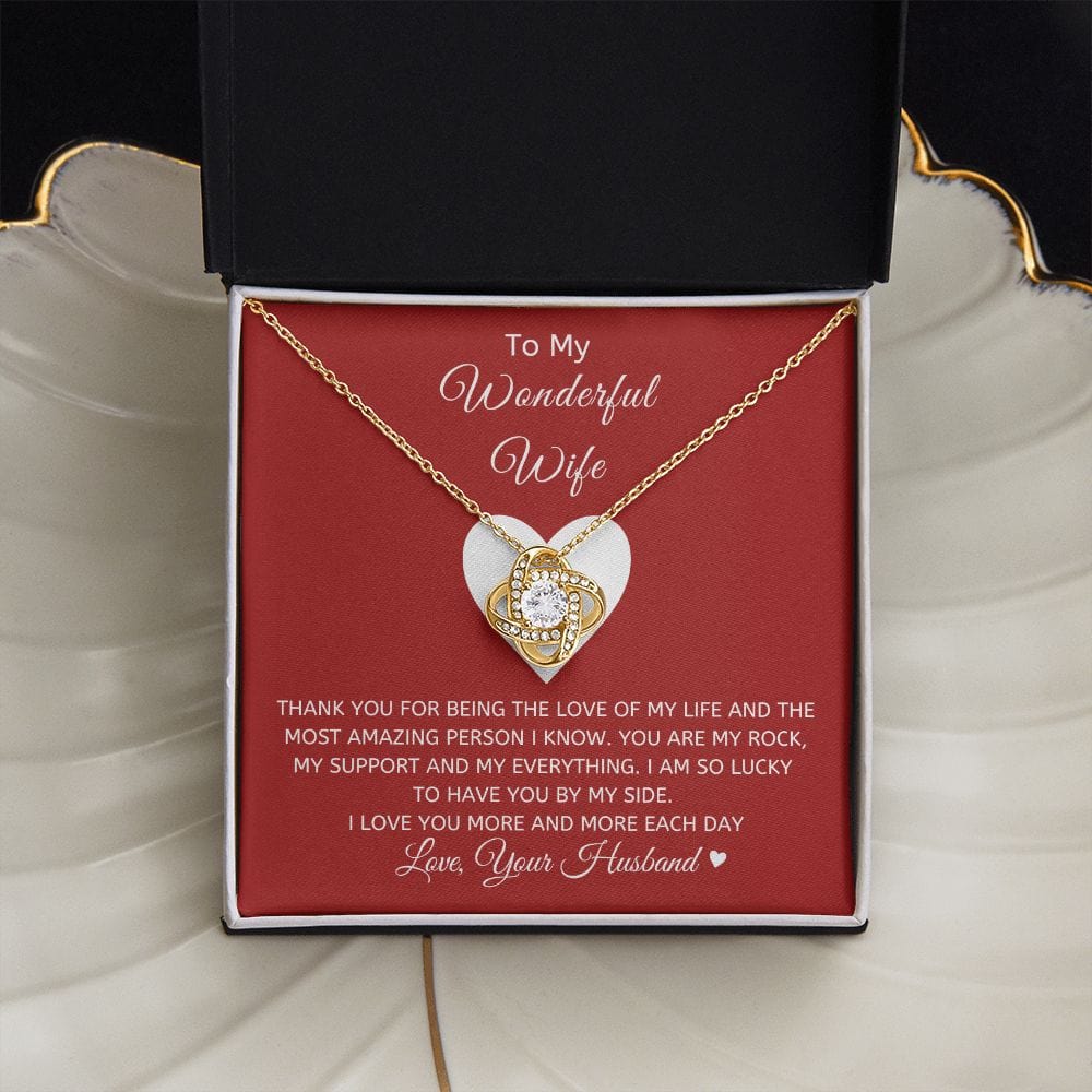 Wonderful Wife Loveknot Necklace-Red