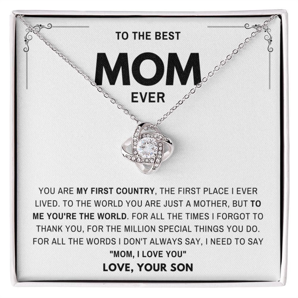Mom I Love you- Gift for Mother from Son Loveknot Necklace