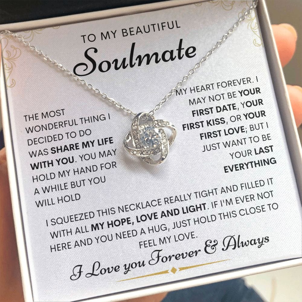 Beautiful Soulmate Loveknot Necklace- Hope. love and Light