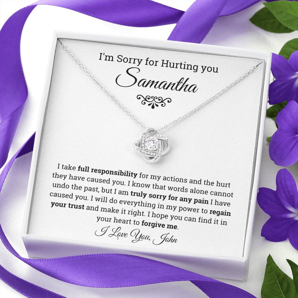 Personalized I'm Sorry Loveknot Necklace, Apology Gift