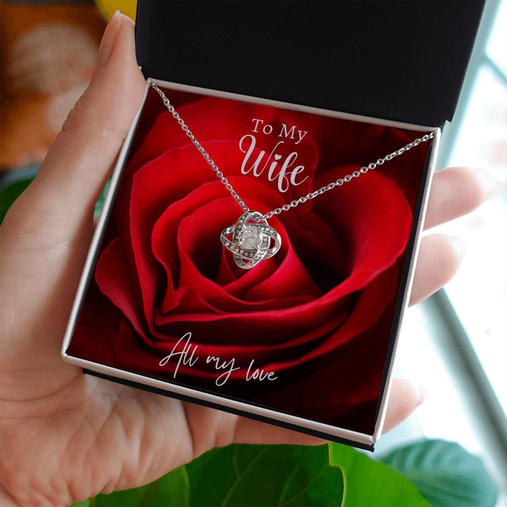Red Rose Loveknot Necklace -Wife