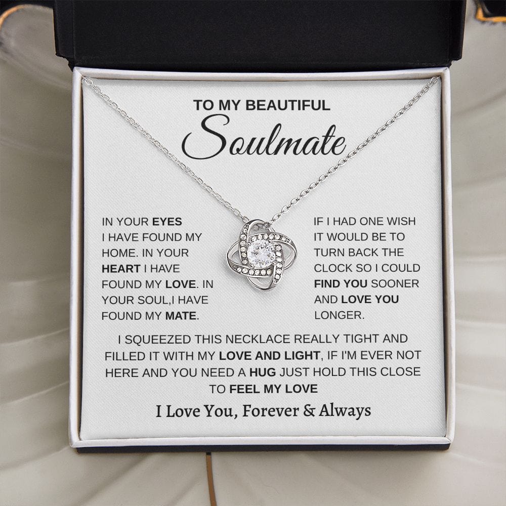 To my Soulmate - Heart and Soul Loveknot Necklace